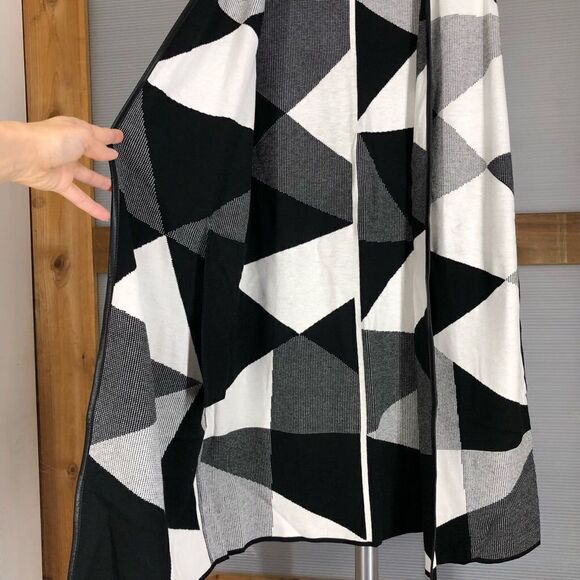 Lafayette 148‎ Black White Geometric Pockets Long Sleeveless Knit Cardigan Sz M - Picture 5 of 11